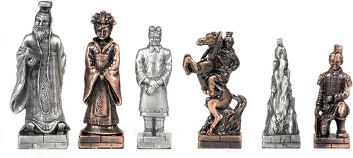 Miniatura 2 de WE Games Pewter Chinese Qin - Juego de ajedrez temático de lujo con piezas de peltre esculpidas, ajedrez de historia, 2 jugadores, adultos
