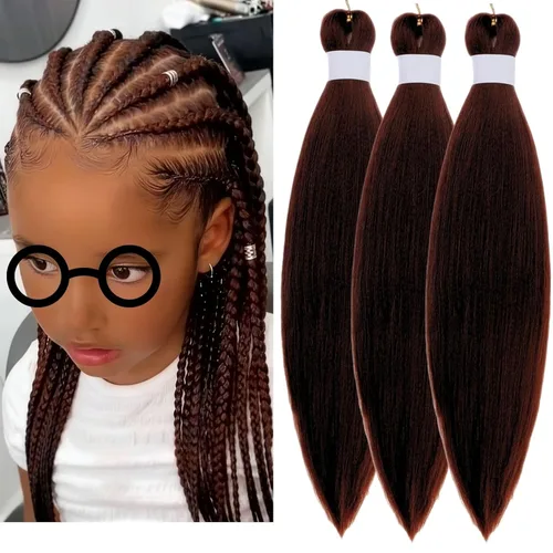 Miniatura 128 de Cabello estirado de fibra Kanekalon para trenzar con cabello humano, color oro rosado, 30 pulgadas