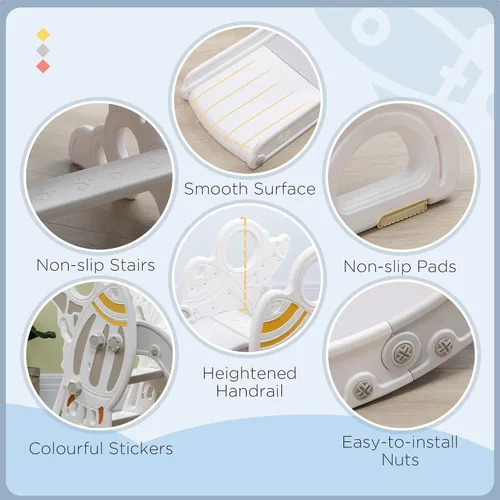 Miniatura 4 de Qaba Tobogán de interior para niños pequeños de 1.5 a 3 años, tobogán pequeño, juego de juguetes espaciales para niñas y niños, color gris