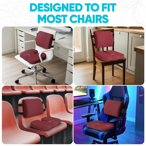 Miniatura 9 de FORTEM Cojín de asiento, cojín para silla de oficina, almohada de apoyo lumbar para silla de oficina, cojines de espuma viscoelástica para asiento