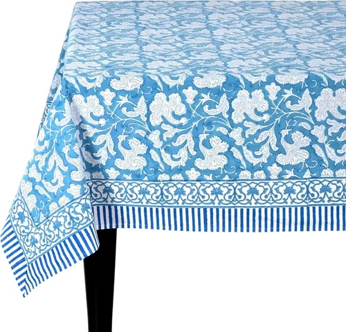 Miniatura 41 de Ridhi Mantel rectangular de algodón con estampado de bloque a mano amarillo mostaza, 102 x 48 pulgadas, reutilizable, decorativo para uso diario