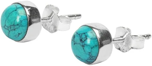 Gemstone Stud Post Earrings, 925 Sterling Silver Gemstone Earring 6 MM Round Girl Women Gift