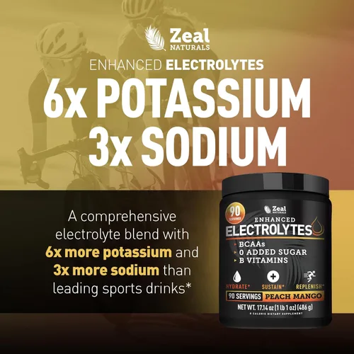 Miniatura 3 de Polvo de electrolitos Zeal - 90 porciones Polvo de electrolitos Keto Cero azúcar, BCAAs, vitaminas B Potasio, zinc, magnesio Bebida