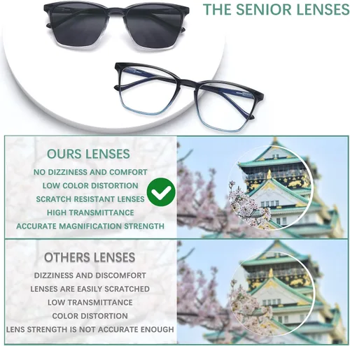 Miniatura 5 de COJWIS 3 packs Progressive Multifocus Reading Glasses for Women Blue Light Blocking Reading Glasses Spring Hinge Readers