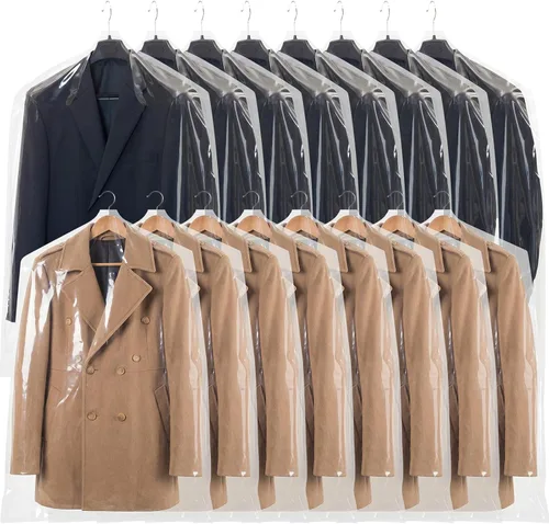 Miniatura 7 de Chumia Paquete de 50 fundas de hombro para ropa en el armario, fundas transparentes para colgar en trajes, chaquetas, camisas, protector organizador