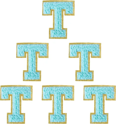 Miniatura 215 de 6 piezas de parches de letras de chenilla autoadhesivas, parches de letras preppy de 2 pulgadas para bolsos, ropa y sombreros, grandes pegatinas
