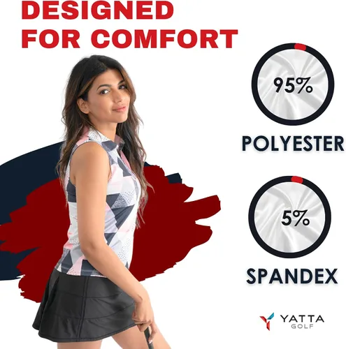 Miniatura 27 de YATTA GOLF Polo de golf sin mangas para mujer, absorbe la humedad, cuello en V, para golf, entrenamiento, golf
