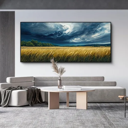 Miniatura 8 de yiijeah Arte de pared para sala de estar, decoración de pared moderna para dormitorio, oficina, paisajes de bosques de montaña, pueblo, puente