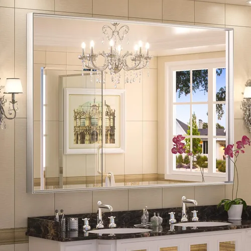 Miniatura 47 de Keonjinn - Espejo rectangular con marco negro para baño de 40 x 30 pulgadas, espejo de pared para sobre el lavabo, espejos de tocador de metal