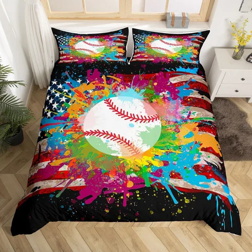 Miniatura 9 de Feelyou Juego de ropa de cama de fútbol, funda de edredón marrón para niños y niñas, juego de pelota de fútbol, juego de competición deportiva