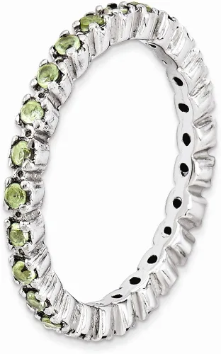 Miniatura 3 de Anillo de plata de ley 925 maciza apilable con piedra de agosto verde peridoto