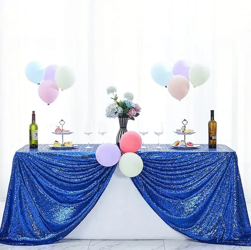 Miniatura 13 de Hahuho Mantel rectangular de lentejuelas de 50x80 pulgadas, color champán, mantel con purpurina para decoración de despedida de soltera, cumpleaños