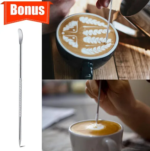 Miniatura 7 de Jarra Espumadora de Leche, 12 onzas Jarra de Vapor de Espresso Jarras de Acero Inoxidable Jarra de Café con Leche Capuchino Barista Jarra de Vapor
