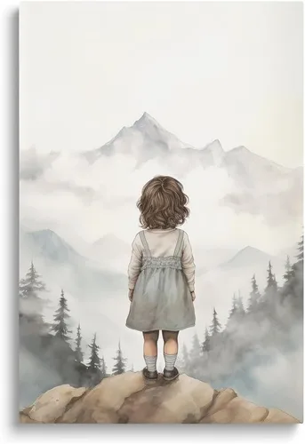 Miniatura 8 de Decoración de pared para cuarto de bebé, decoración de habitación de niño y aventura, arte de pared de montaña en acuarela para niños, decoración