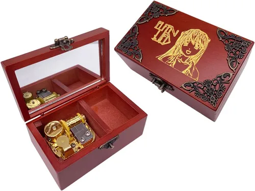 Miniatura 15 de Youtang Caja de Música de Joyería de Nightmare Before Christmas con Espejo, Caja Musical de Madera Grabada con Láser, Caja Musical de Cuerda, Regalo