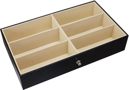 Miniatura 6 de Caja de reloj de cuero y gafas de sol organizador y caja de exhibición de joyas cajón con cerradura organizador negro