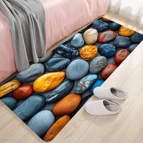 Miniatura 36 de Alfombra antideslizante de espuma de esponja de pelo bajo para puerta de baño, alfombras separadas a prueba de deslizamiento, alfombra de ilusión