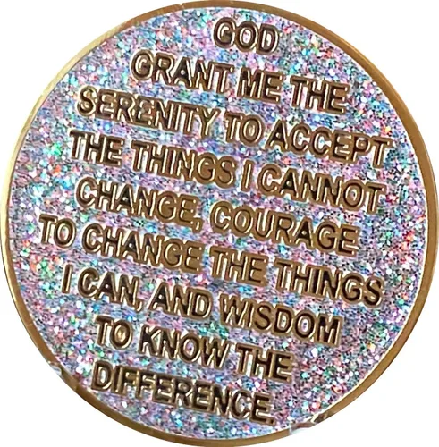 Miniatura 2 de 1 año AA Medallion Reflex Cumpleaños Funfetti Plata Glitter Gold Plated Color Chip