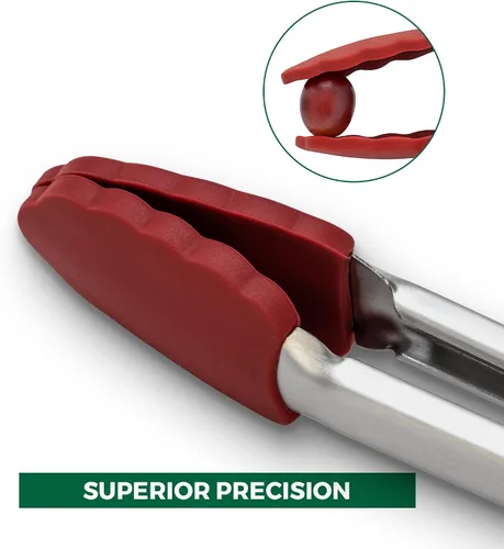 Miniatura 3 de Freshware Pinzas de cocina de acero inoxidable para cocinar con puntas de silicona, pinzas de silicona para asar a la parrilla, servir alimentos