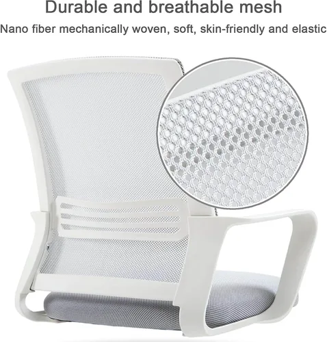 Miniatura 4 de Home Mesh Back Swivel Chair with Padded Seat and 360° Swivel - Computer Desk Chair with Arms - Adjustable Task Chair for Office - White Mesh Task