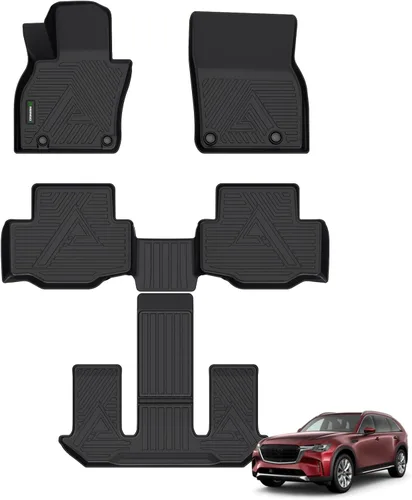 ANBINGO® Alfombrillas de Piso para 2024 2025 CX-90 y CX90 PHEV (Híbrido Enchufable) 6 y 7 Asientos 2da Fila Asiento de Capitán o Asiento Tipo Cubo