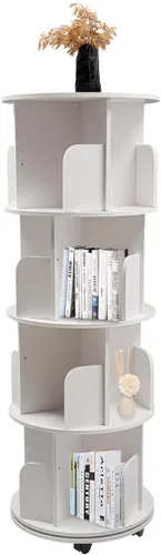 Miniatura 10 de CNCEST Estantería giratoria de 360°, estante organizador de estantería de 5 niveles, estantería de 360 niveles de 5 niveles, estantería de PVC