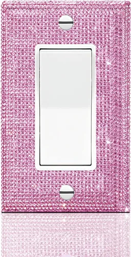 Miniatura 23 de 1 pieza Cubiertas de enchufe brillantes con diamantes de imitación, placas de pared para cubrir interruptores de luz, placa decorativa de imitación