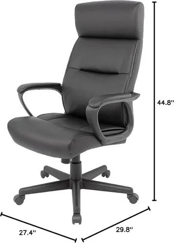 Miniatura 3 de STAPLES Rutherford Silla ergonómica de oficina ejecutiva y gerente, respaldo alto, altura ajustable, piel sintética Luxura, color negro
