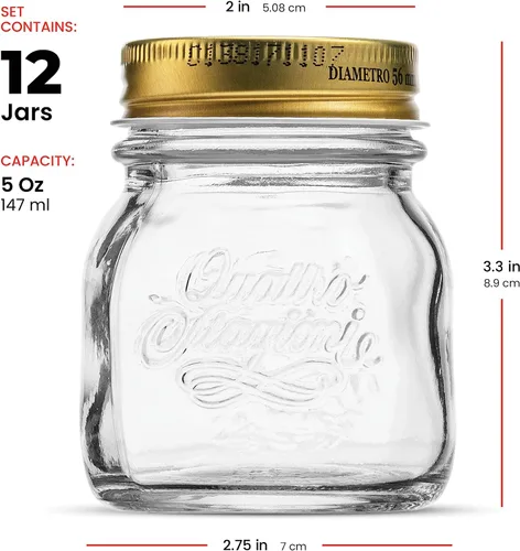 Miniatura 7 de Bormioli Rocco Quattro Stagioni - Tarros pequeños de vidrio de 5 onzas (paquete de 12) con tapa hermética de metal, para mermelada, gelatina