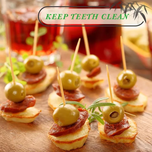 Miniatura 7 de Jerify 3000 palillos de madera de bambú, redondos, de doble cara, con caja de almacenamiento de plástico transparente para aperitivos, alimentos