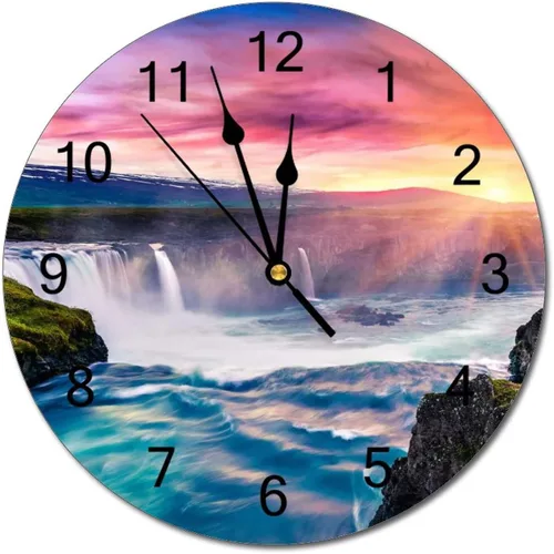 Miniatura 24 de Reloj de pared silencioso sin tictac de PVC, paisaje con hermosa puesta de sol en el campo C, funciona con pilas, 10 pulgadas (9.8 in), reloj