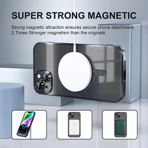 Miniatura 5 de Misea Funda magnética para iPhone 14 compatible con MagSafe [nunca amarillenta] [protección contra caídas de grado militar] protector completo