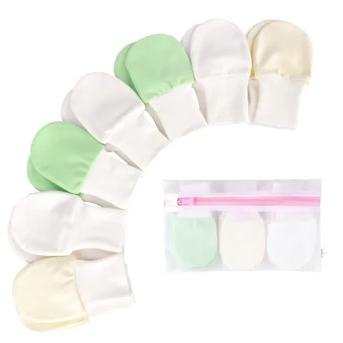 Manoplas antiarañazos para bebé, paquete de 7 guantes unisex para recién nacidos, guantes antiarañazos para niños y niñas, guantes de algodón para