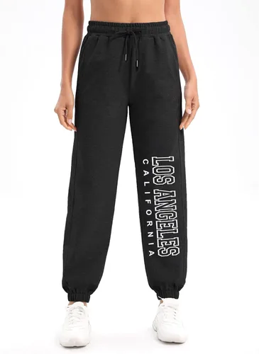 Miniatura 2 de Hilinker Women's High Waisted Letter Print Sweatpants Baggy Drawstring Elastic Joggers