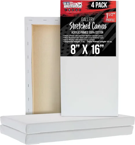 Miniatura 13 de U.S. Art Supply Lienzo grande estirado para pintar de 16 x 20 pulgadas, profundidad de galería, 1-1/2 pulgadas de grosor, paquete de 3 – 12 onzas