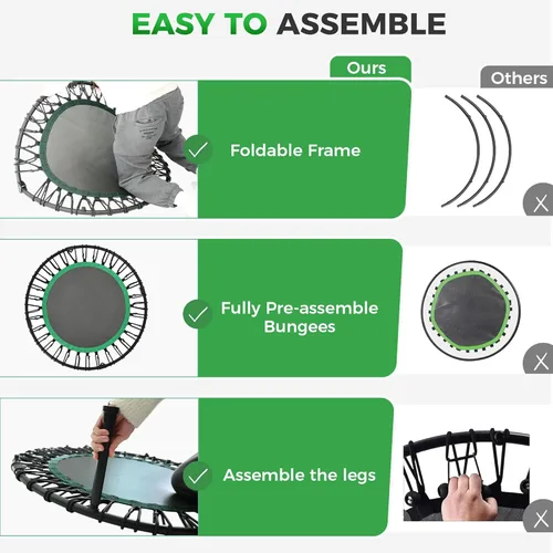 Miniatura 7 de 40"/48" Rebounder Trampoline for Adults with Bungee Cords, Exercise Rebounder for Adults Indoor/Outdoor Workout, Max Load 450/550 LBS