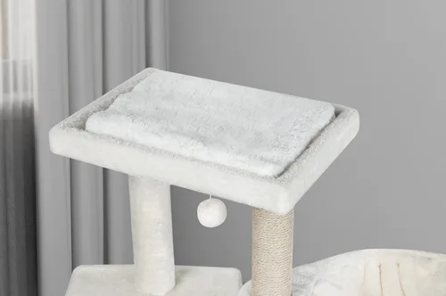 Miniatura 4 de AIWIKIDE Árbol para gatos con juguete para rascar y centro de actividades, torre para gatos con postes para rascar cubiertos de yute, color beige