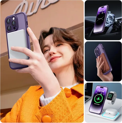 Miniatura 6 de TOCOL Funda para teléfono 14 Pro, compatible con cargador Magsafe, protección completa de cámara, protección contra caídas, funda translúcida mate