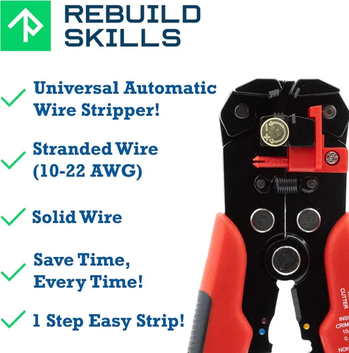 Miniatura 2 de Rebuild Skills Pelacables eléctricos automáticos para cable de cobre trenzado o sólido de 10-24Awg