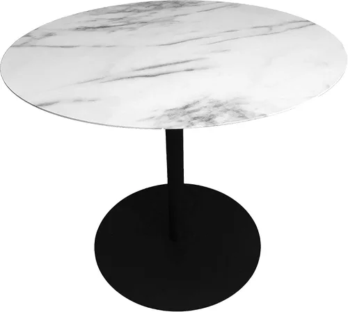 Miniatura 7 de Juego de mesa de centro redonda de metal de 3 piezas con acabado de mármol y marco de acabado de recubrimiento en polvo negro (18"/20"/30")