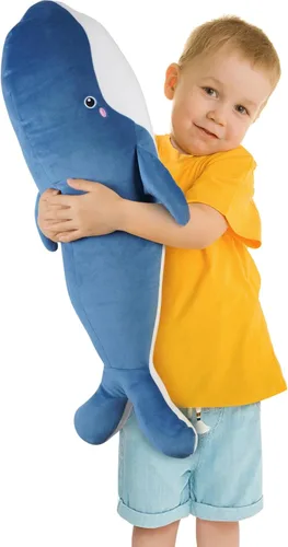 Miniatura 6 de Peluche de ballena azul, almohada gigante de 59 pulgadas con funda extraíble lavable, bonito juguete de ballena de peluche, regalo para niños, niñas