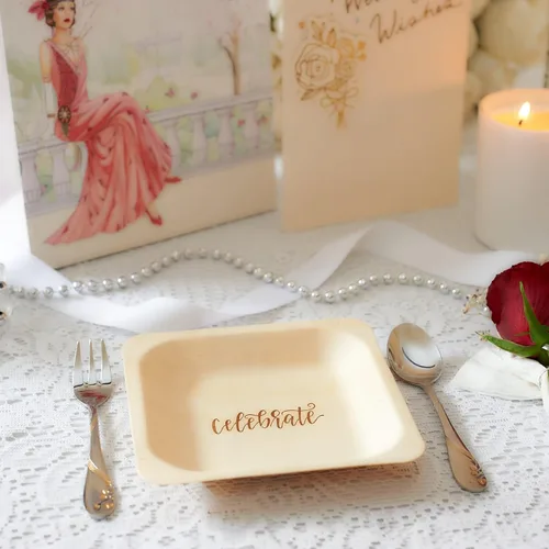 Miniatura 8 de Platos desechables para fiestas - Alternativa rústica y compostable a los platos de plástico para fiestas de cumpleaños, catering y eventos