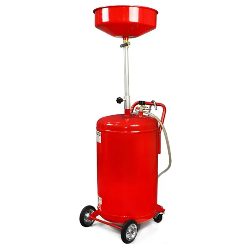 XtremepowerUS tanque portátil de drenaje de aceite de residuos de 20 galones operado por aire, embudo ajustable de altura con rueda, rojo