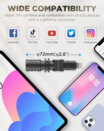 Miniatura 6 de BOYA BY-M100D Micrófono para iPhone Mini Plug & Play Micrófono de teléfono para iPhone 14/14 Pro/13/iPad/IOS con puerto Lightning