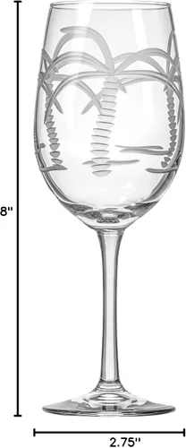 Miniatura 8 de Rolf Glass Juego de 4 copas de vino blanco de 12 onzas con diseño de palmera grabada, sin plomo, diseñadas y fabricadas en los Estados Unidos