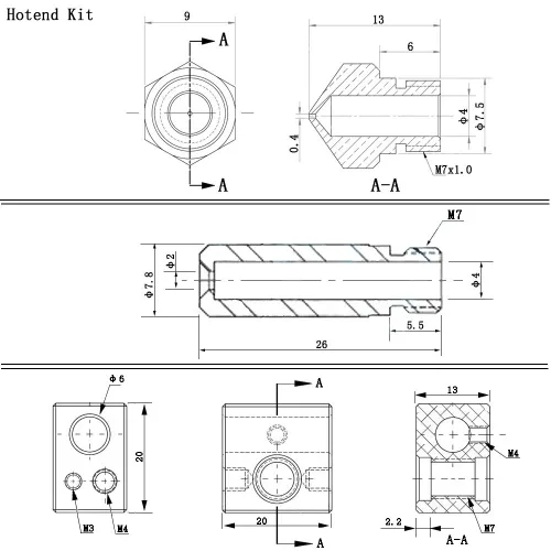 Miniatura 5 de MK10 Hotend Kit y calentador de cartucho de cerámica de 24 V 50 W para impresora 3D extrusora accesorios mejorados