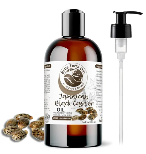 Miniatura 10 de Bella Terra Oils Aceite de ricino negro puro para cabello y piel – 1 galón, fortificante e hidratante, brillo, hidrata