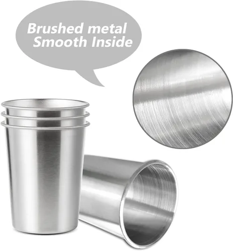 Miniatura 2 de 4Pack 6oz Vasos de acero inoxidable pequeños, sin BPA, vasos de metal saludables de pinta para niños (plateado, 170ml/6oz)