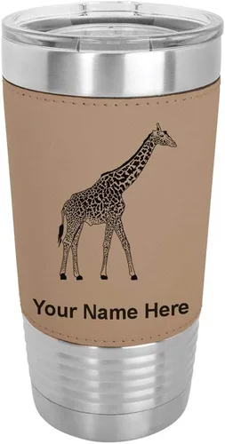 Miniatura 17 de LaserGram Vaso aislado al vacío de 20 onzas, jirafa, grabado personalizado incluido (piel sintética, estilo béisbol)
