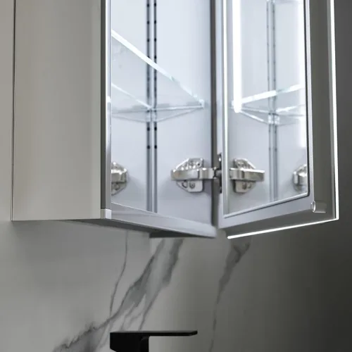 Miniatura 9 de Blossom Rigel - Botiquín de 20 x 26 pulgadas con espejo LED empotrado o superficie con luces, gabinete de baño con bisagra derecha, desempañador